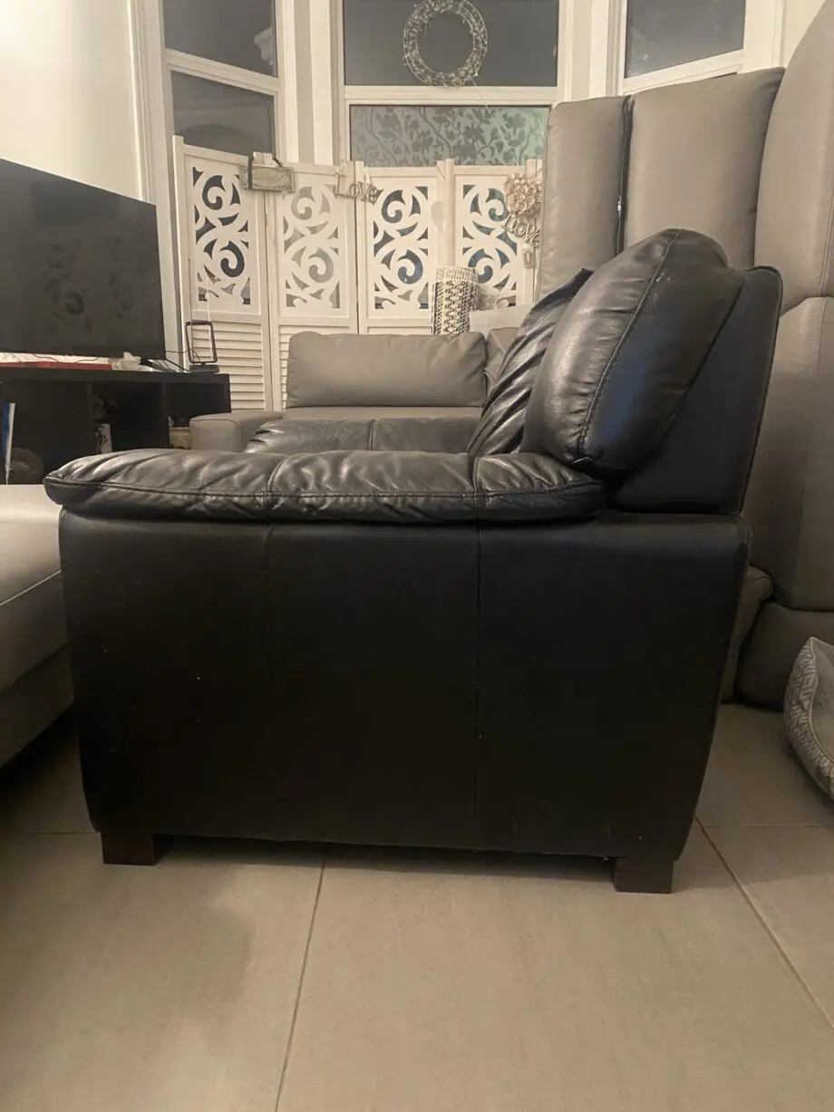 DFS Black Leather sofa three seater + single seater