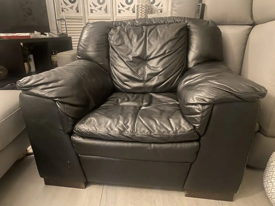 DFS Black Leather sofa three seater + single seater