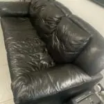 DFS Black Leather sofa three seater + single seater