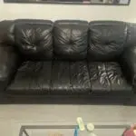 DFS Black Leather sofa three seater + single seater