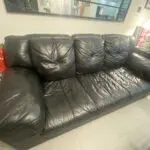 DFS Black Leather sofa three seater + single seater