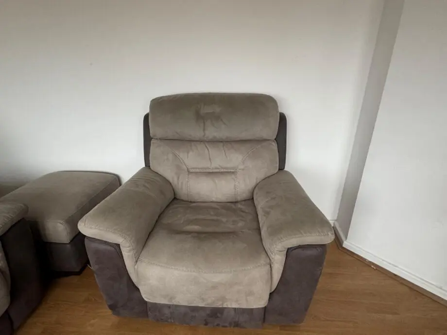 DFS 3 seat sofa, foot stool and power recliner