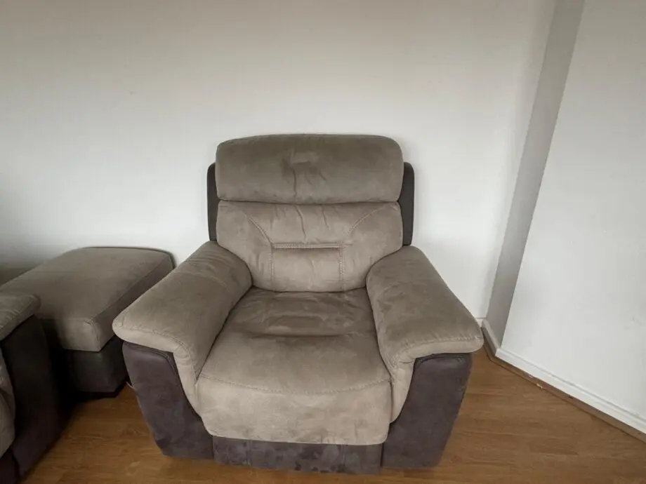 DFS 3 seat sofa, foot stool and power recliner