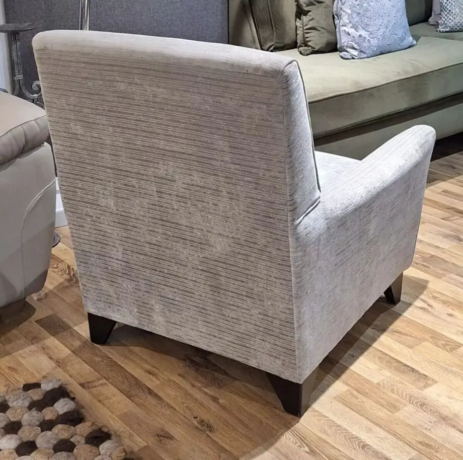 Grey Accent Chair With Fixed Back, Foam Seat & Wooden Feet