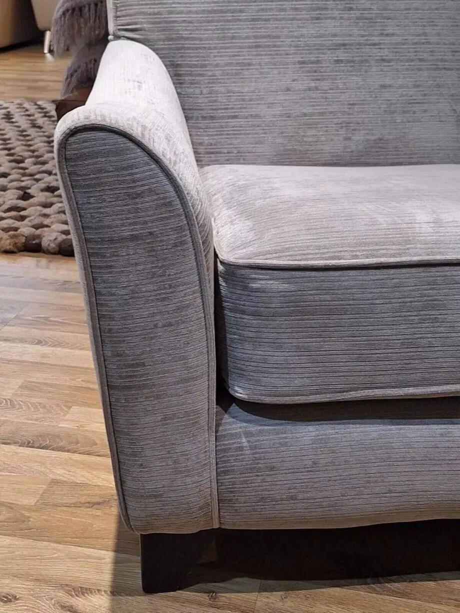 Grey Accent Chair With Fixed Back, Foam Seat & Wooden Feet