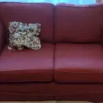 Pair of SofaSofa Albany 2-seater loose-cover sofas in Dark Terracotta Kingston jacquard patterned fabric