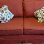 Pair of SofaSofa Albany 2-seater loose-cover sofas in Dark Terracotta Kingston jacquard patterned fabric