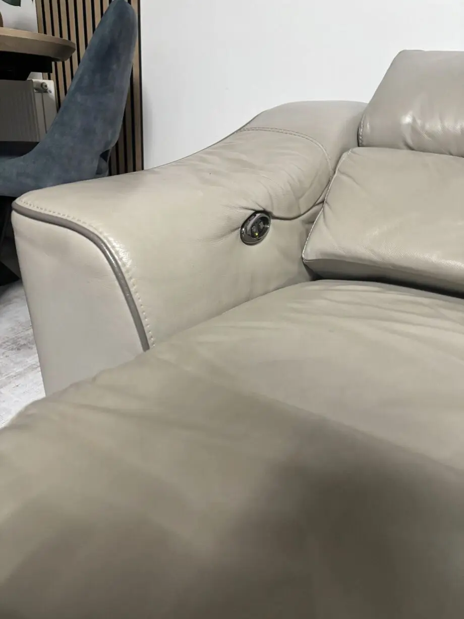 Furniture Village 3 seater electric recliner sofa in silver grey leather