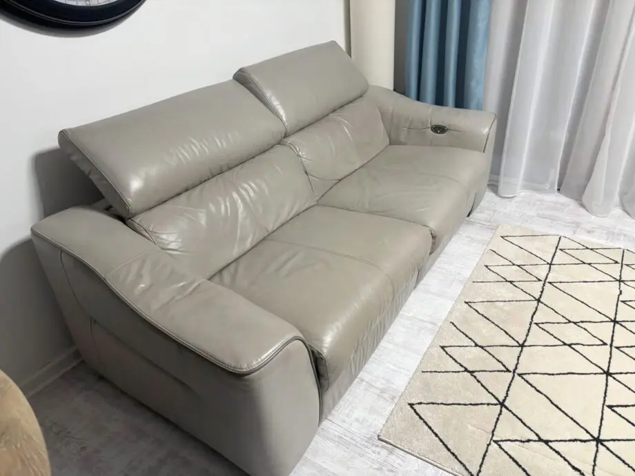 Furniture Village 3 seater electric recliner sofa in silver grey leather