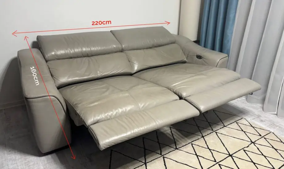 Furniture Village 3 seater electric recliner sofa in silver grey leather