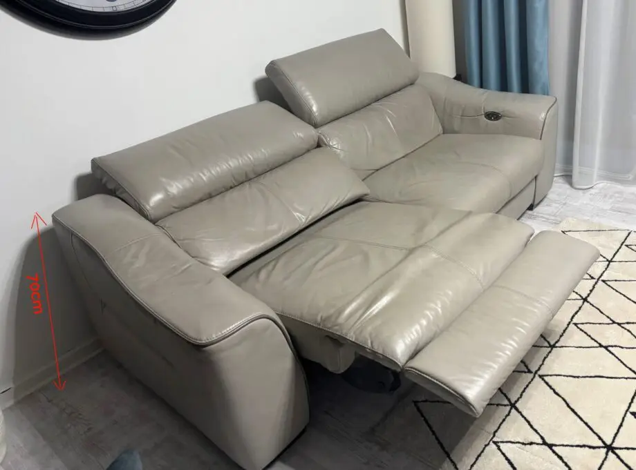 Furniture Village 3 seater electric recliner sofa in silver grey leather