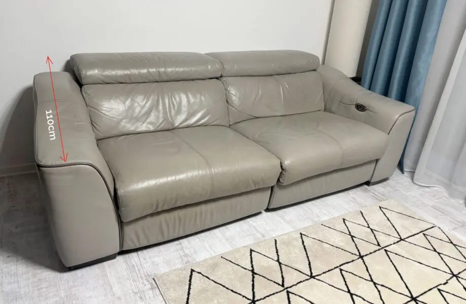 Furniture Village 3 seater electric recliner sofa in silver grey leather