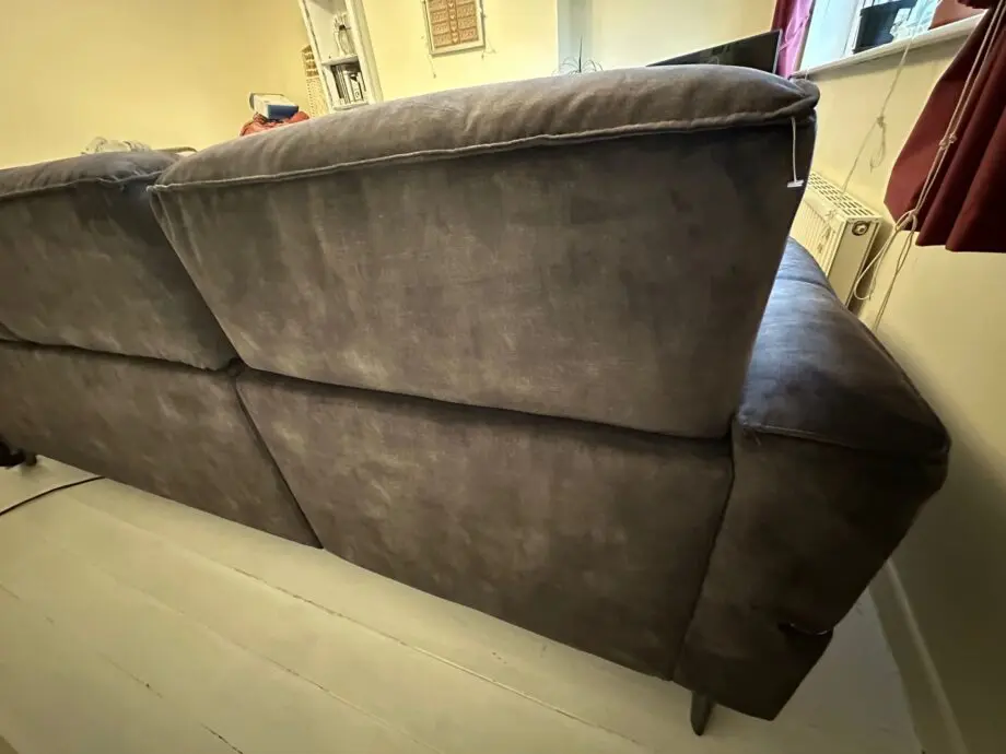 Sofology Dakota 3 Seater With Left Hand Facing Chaise Dark Grey Charcoal and a Storage Footstool