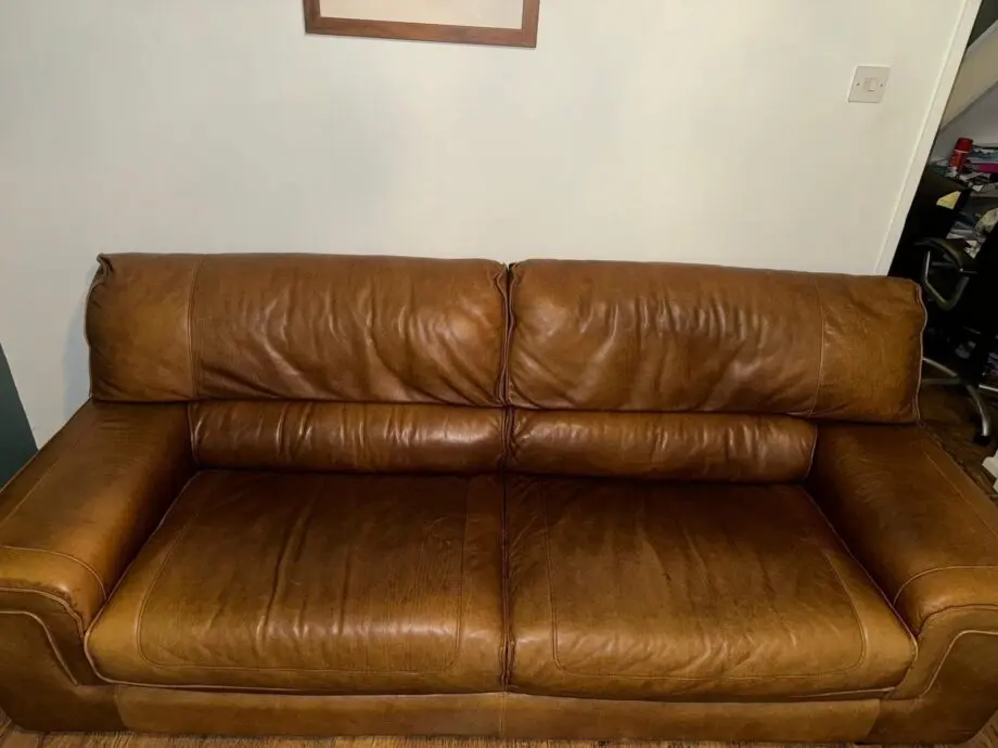 Brown leather sofa