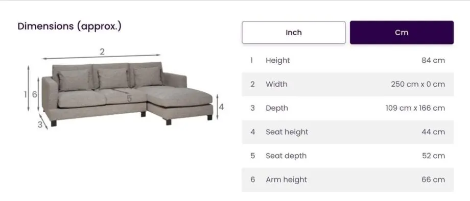 Dwell Grey Lugano Right Hand Facing 4 Seater Chaise End Sofa