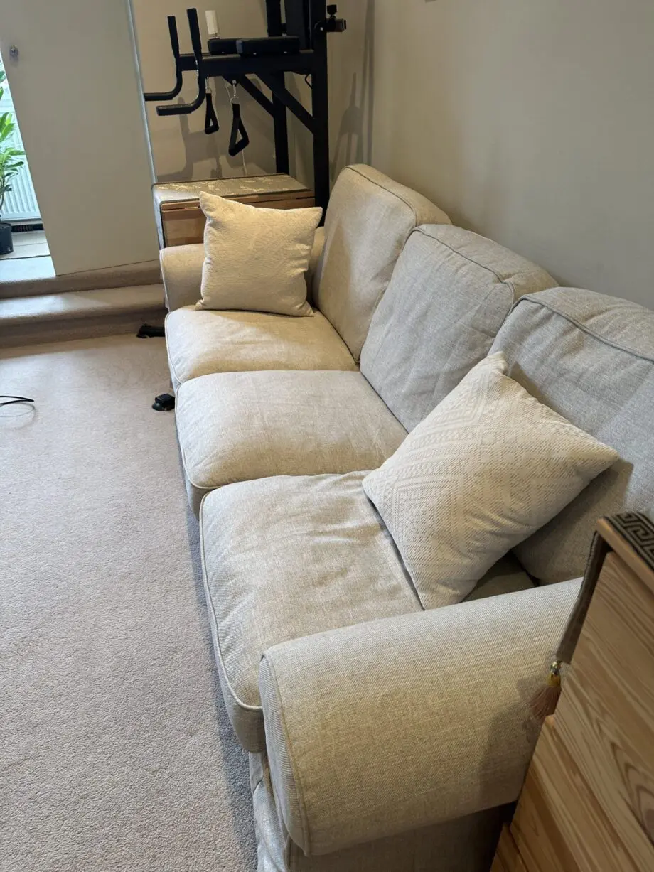 Ikea EKTORP 3-seater sofa in light beige, PLUS an extra set of grey covers, Available NOW