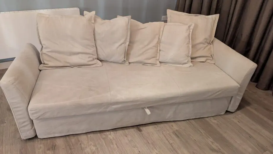 HOLMSUND 3-seat sofa bed, Borgunda beige