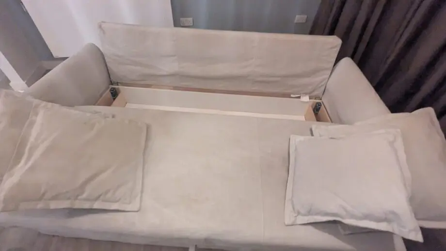 HOLMSUND 3-seat sofa bed, Borgunda beige