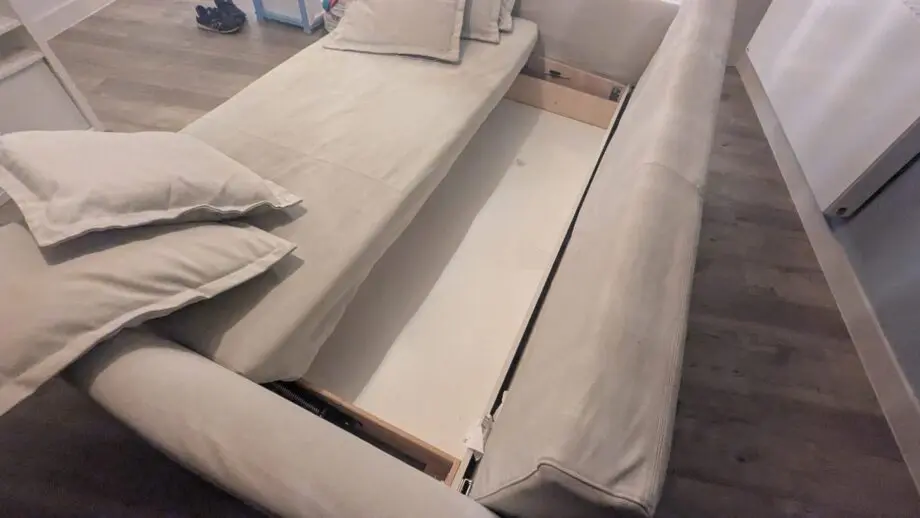 HOLMSUND 3-seat sofa bed, Borgunda beige