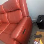 Red double reclining corner sofa