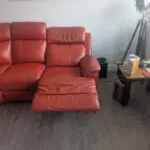 Red double reclining corner sofa