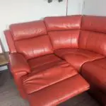Red double reclining corner sofa