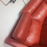 Red double reclining corner sofa