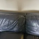 DFS navy leather corner sofa and chair
