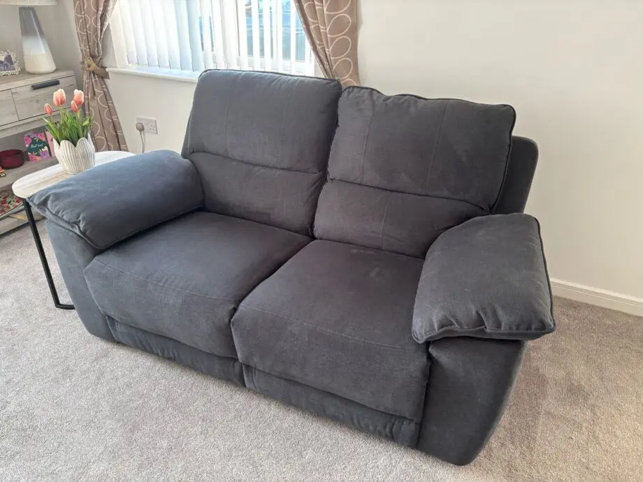 Seville 2 Seater Recliner Sofa, Slate Grey Classic Plush Fabric