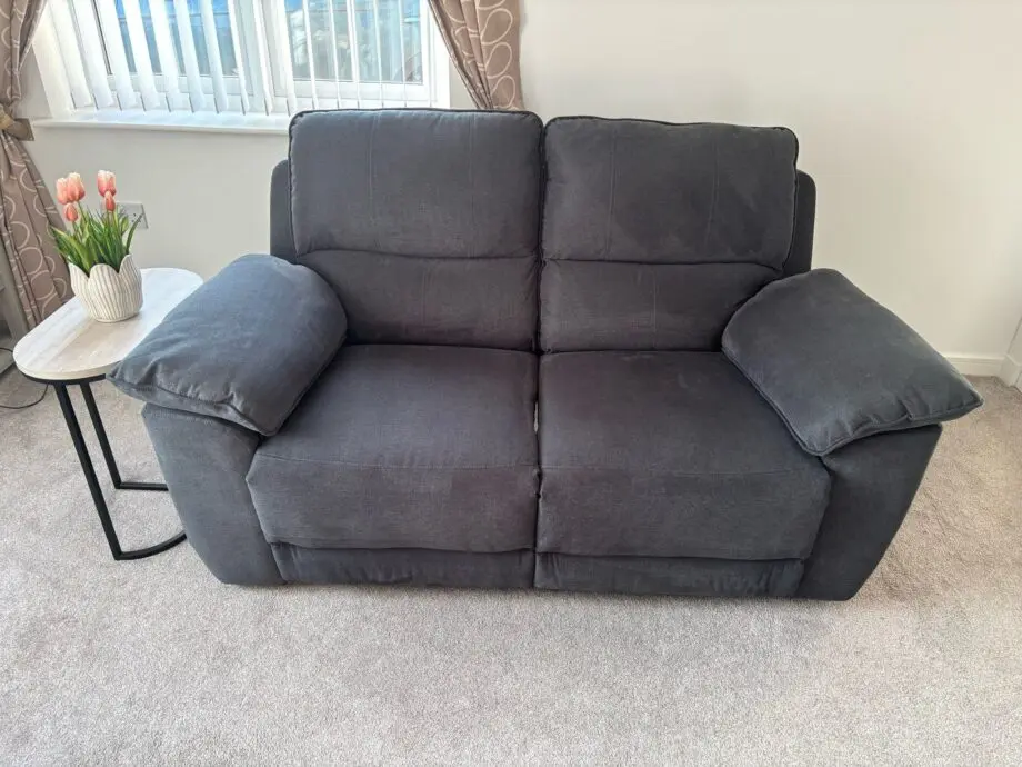 Seville 2 Seater Recliner Sofa, Slate Grey Classic Plush Fabric
