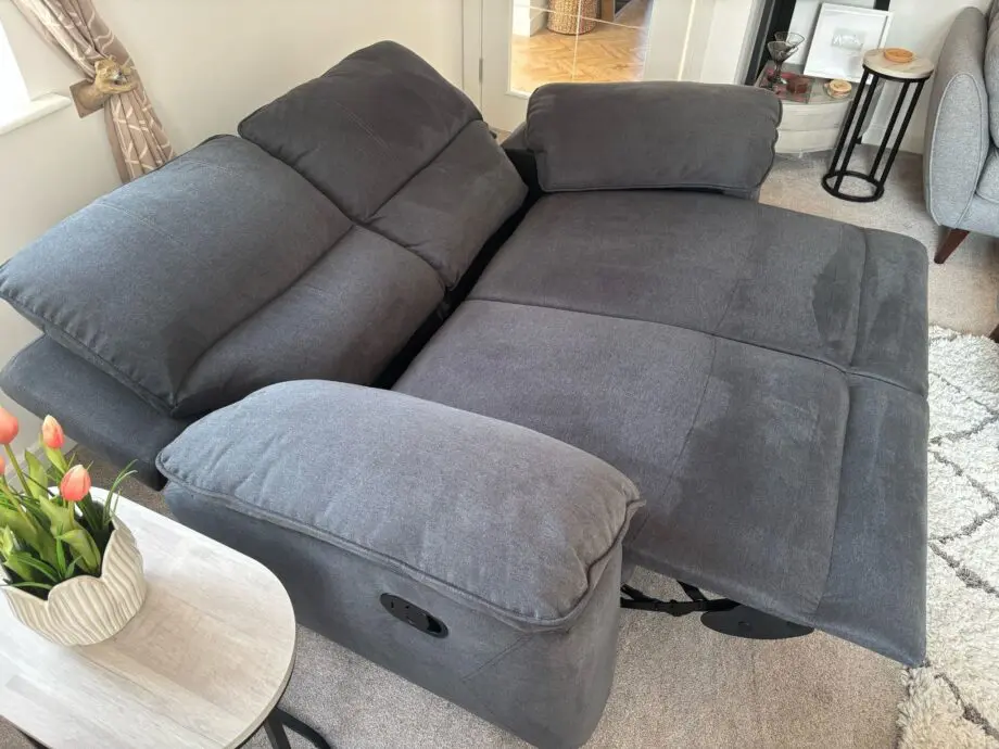 Seville 2 Seater Recliner Sofa, Slate Grey Classic Plush Fabric