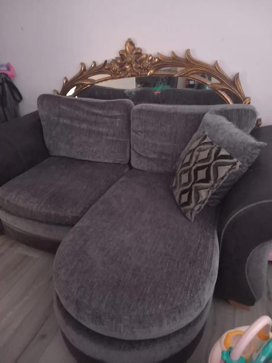 Grey sofa and cuddle chair