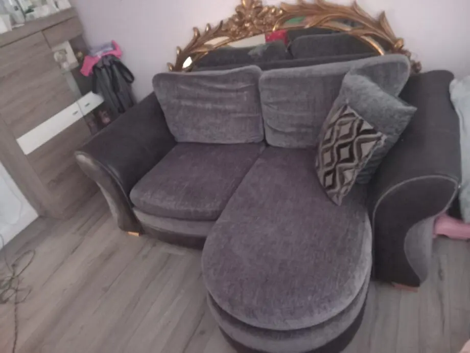 Grey sofa and cuddle chair