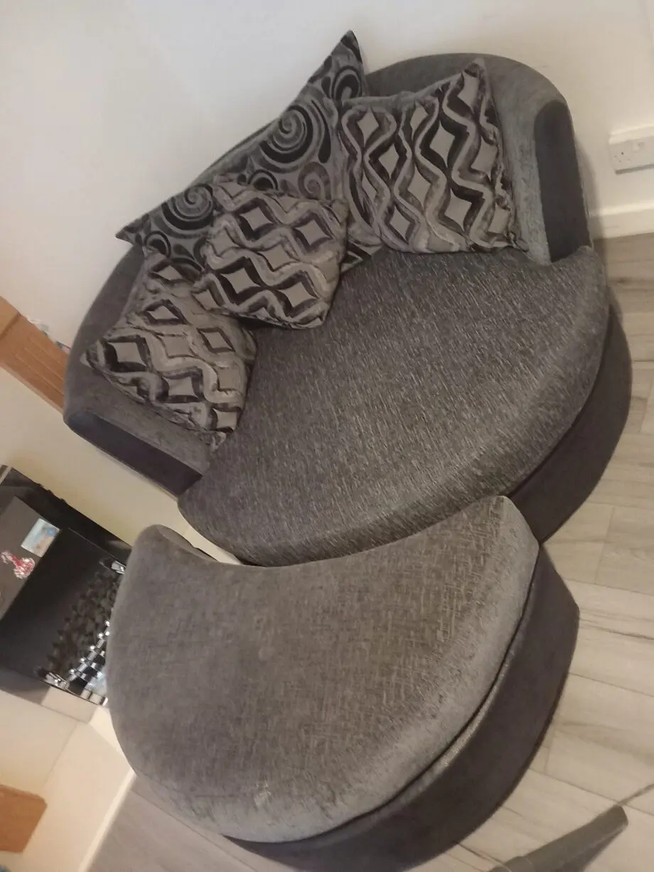 Grey sofa and cuddle chair
