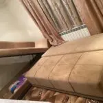 Corner sofa bed-beige/brown