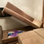 Corner sofa bed-beige/brown