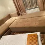 Corner sofa bed-beige/brown