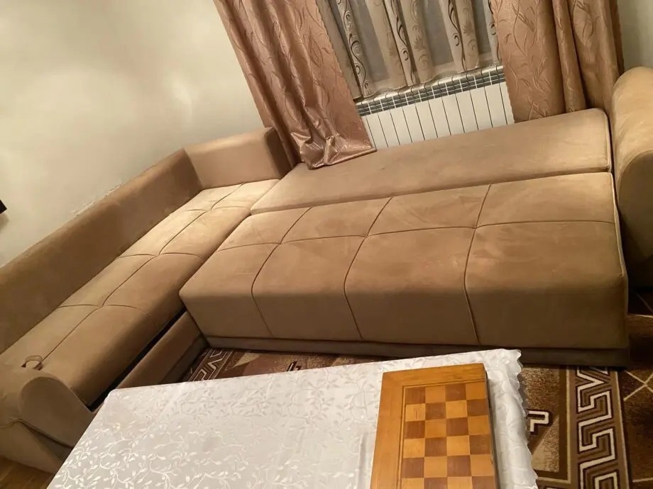 Corner sofa bed-beige/brown