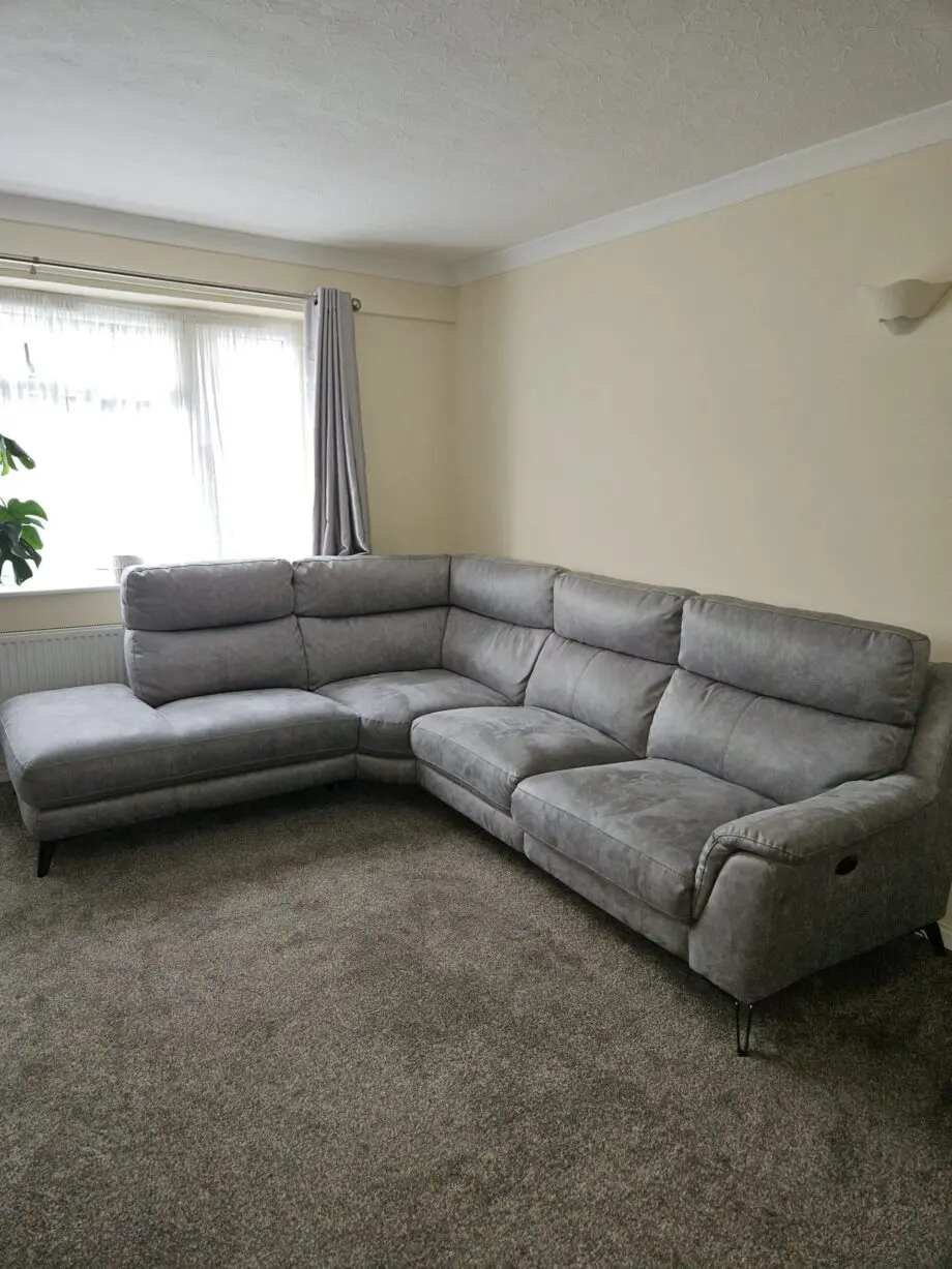 Grey Contempo 3 Seater Chaise End Fabric Sofa - Left Hand Facing