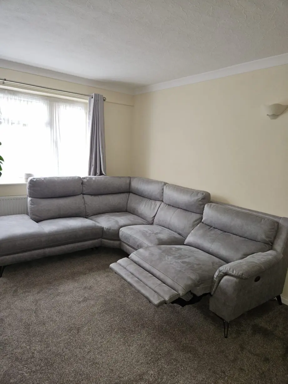 Grey Contempo 3 Seater Chaise End Fabric Sofa - Left Hand Facing
