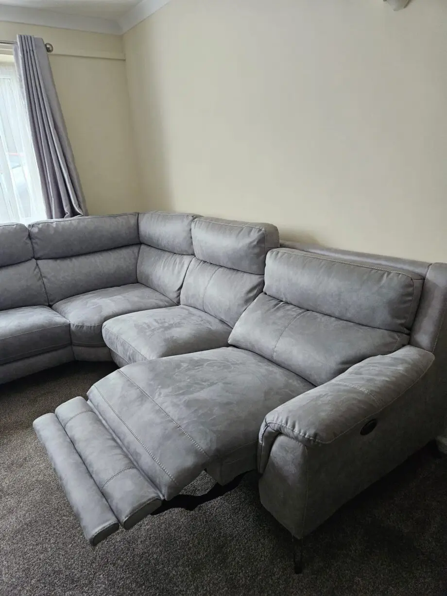 Grey Contempo 3 Seater Chaise End Fabric Sofa - Left Hand Facing
