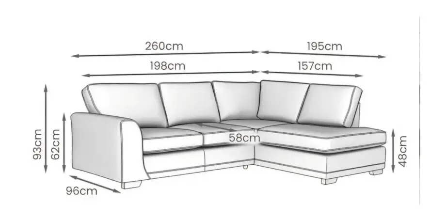 DFS orka Left Hand Facing Arm Open End Corner Sofa
