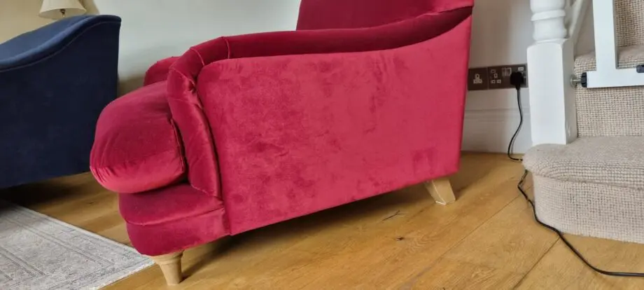 Loaf Pudding Love Seat. In Merlot Clever Deep Velvet