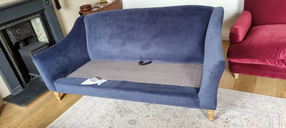 John Lewis Refine Sofa. Large Midnight Blue Aquaclean Velvet
