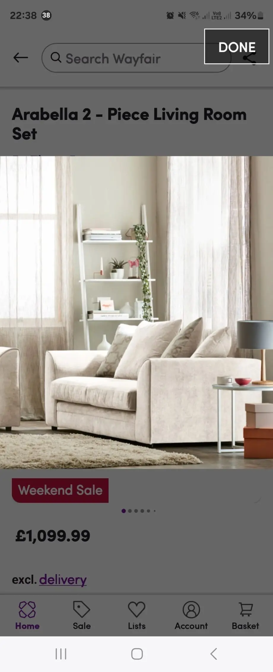 Warfair left corner 3 seater sofa