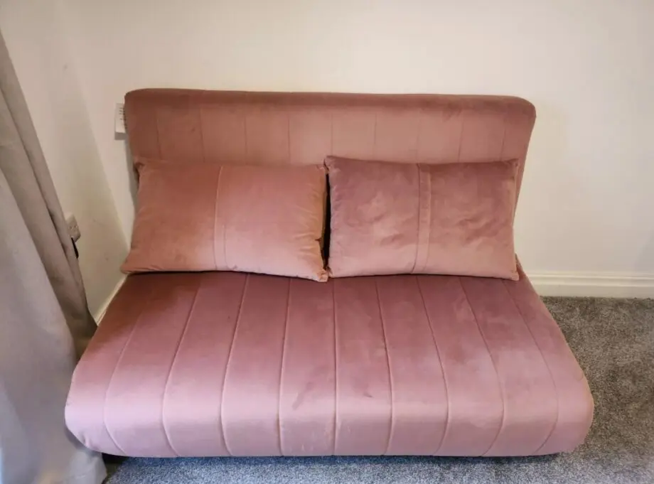 Made haru 2 seater sofa bed pink velvet
