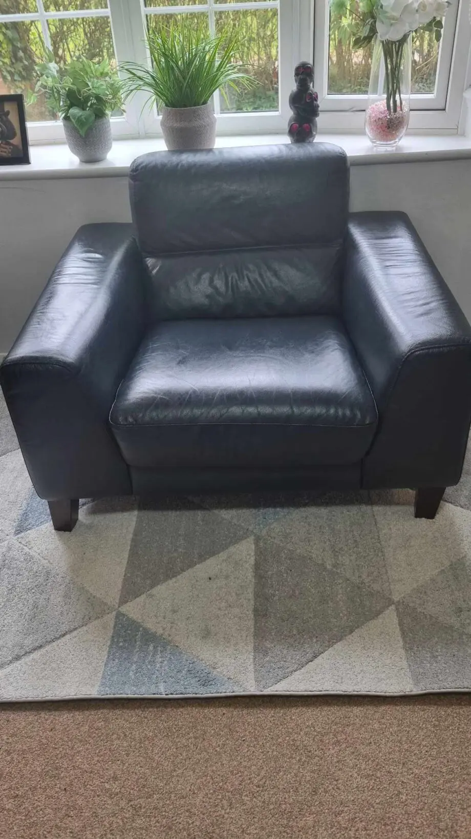 Blue Leather Sofa Arm Chair
