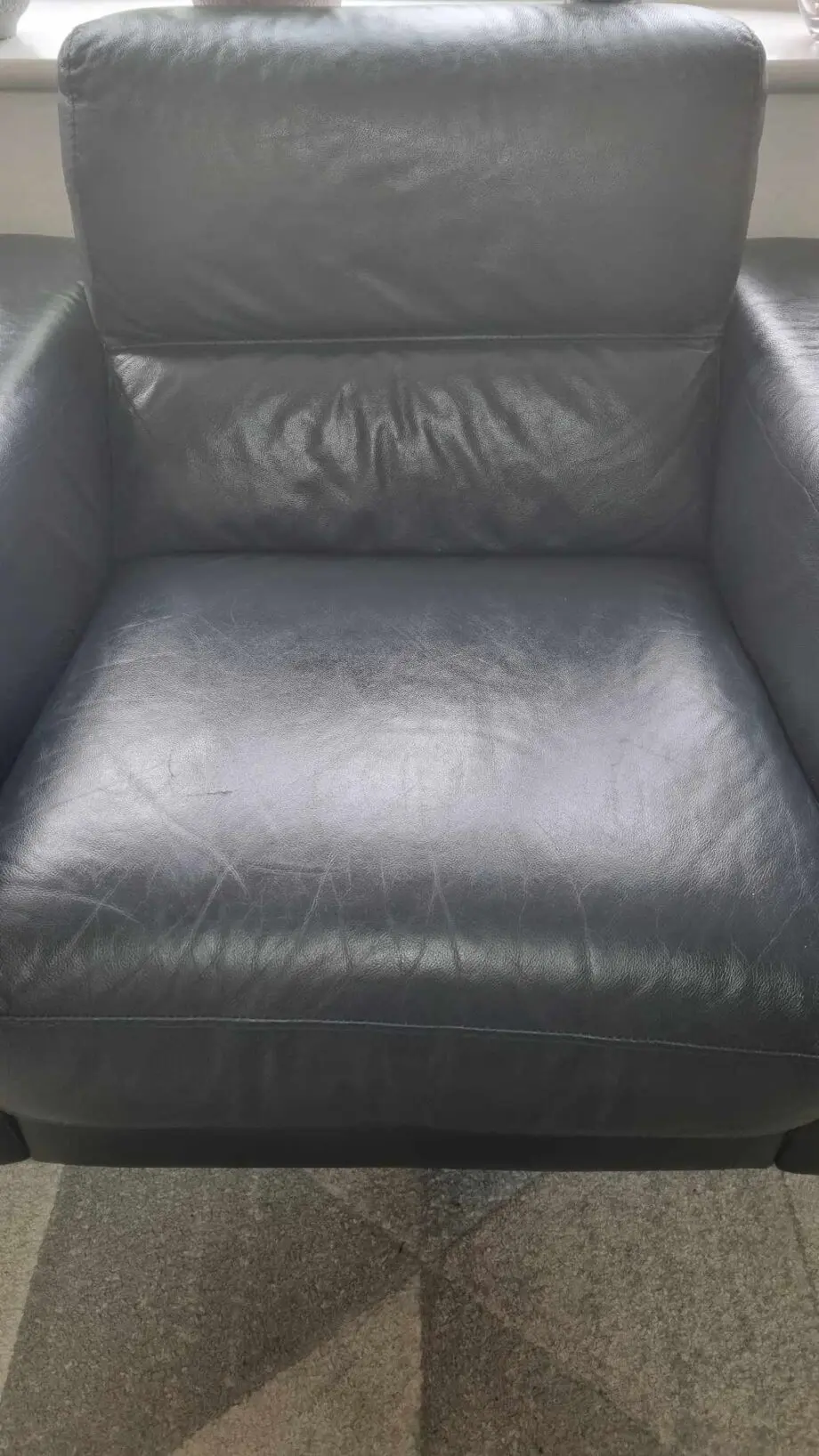 Blue Leather Sofa Arm Chair