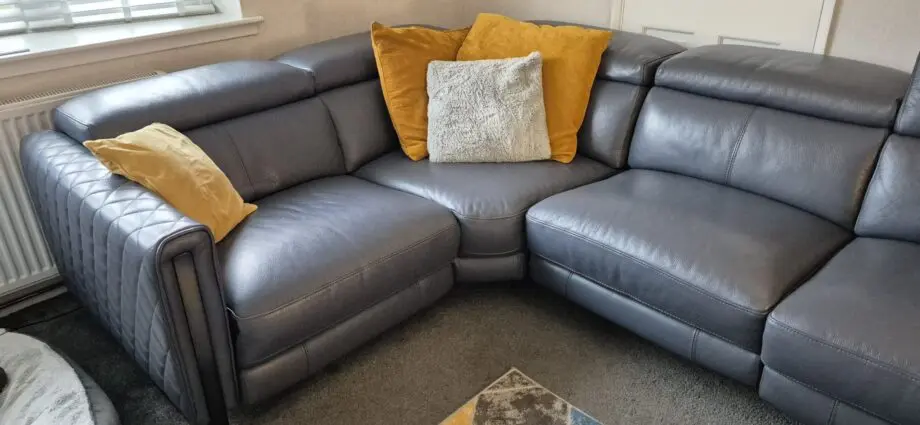 DFS Vortex Double Electric leather corner sofa, denim blue
