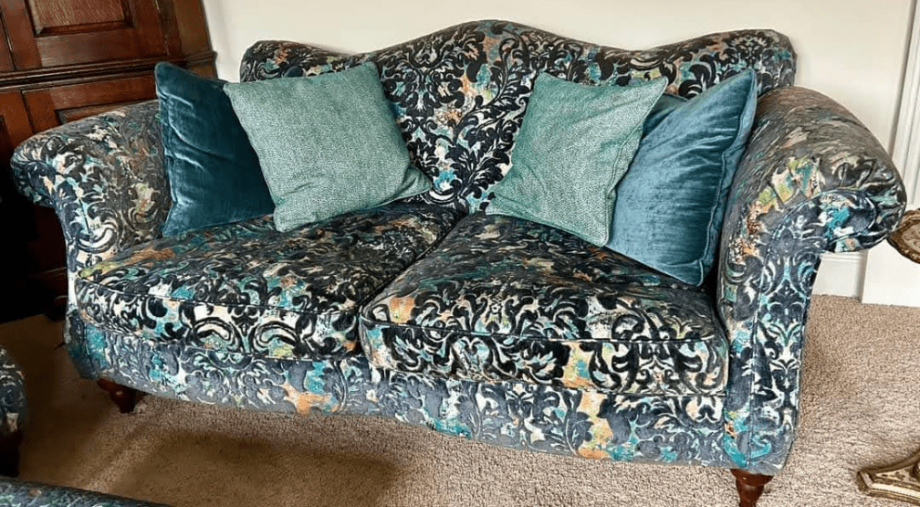 Sofology Patterned velvet Teal 4 Piece Sofa Set